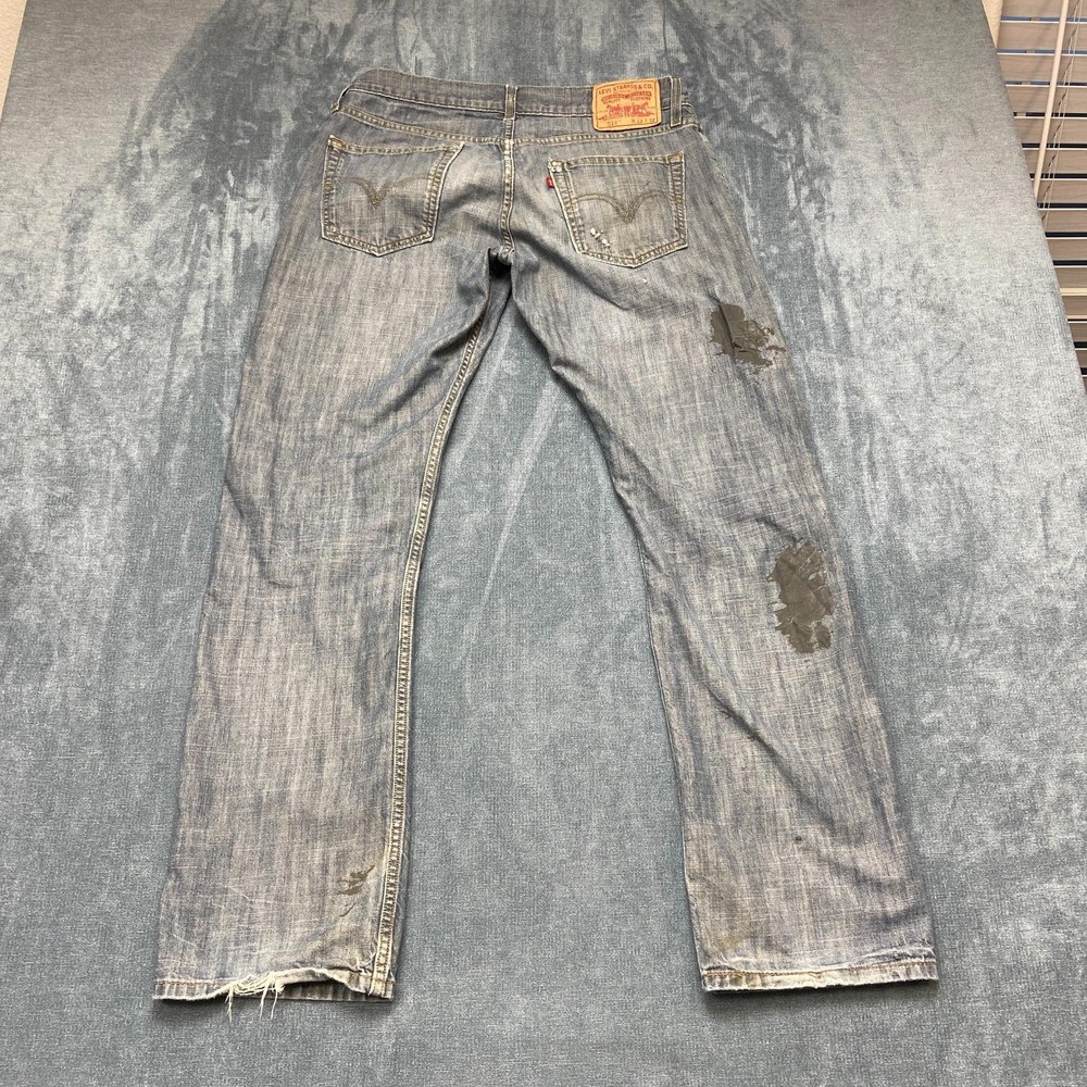Levi's 514 Jeans Mens 33x32 Blue Denim Light Wash Slim Straight Leg Outdoor